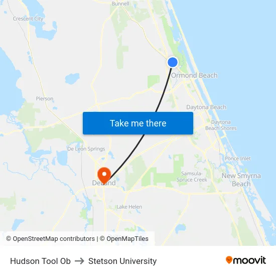 Hudson Tool Ob to Stetson University map
