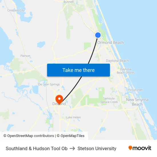 Southland & Hudson Tool Ob to Stetson University map