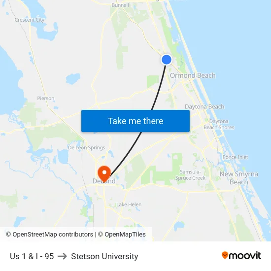 Us 1 & I - 95 to Stetson University map