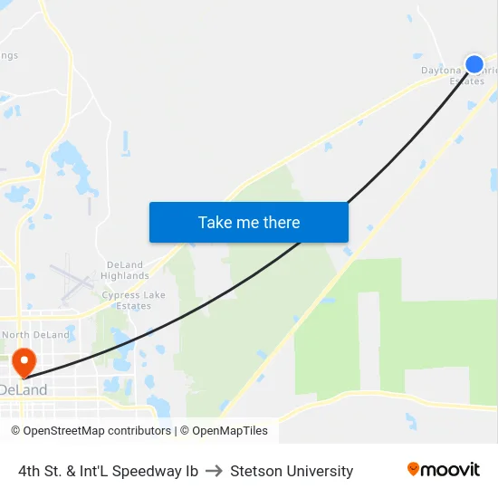 4th St. & Int'L Speedway  Ib to Stetson University map