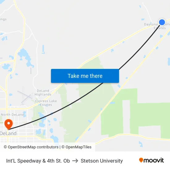 Int'L Speedway & 4th St. Ob to Stetson University map