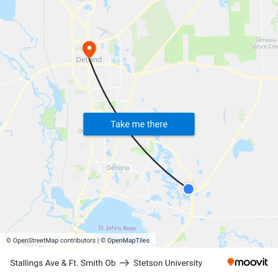 Stallings Ave & Ft. Smith Ob to Stetson University map