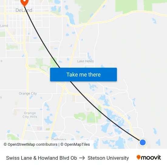 Swiss Lane & Howland Blvd  Ob to Stetson University map