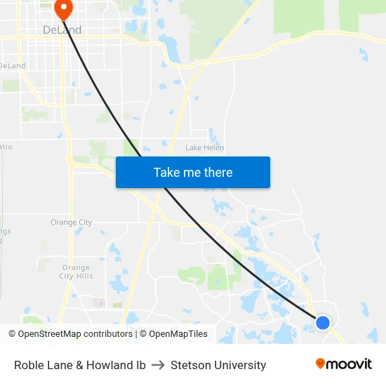Roble Lane & Howland Ib to Stetson University map