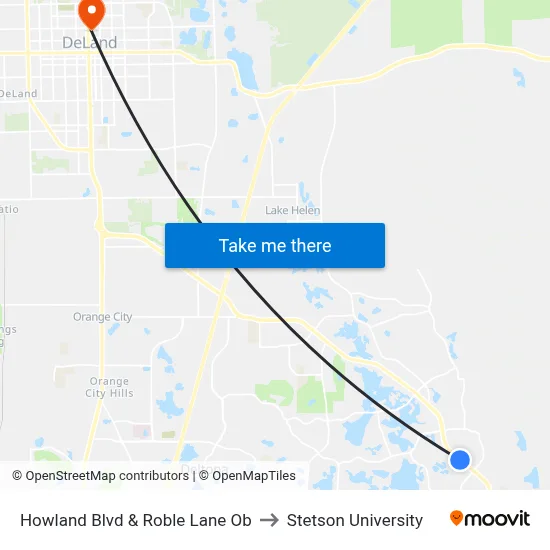 Howland Blvd & Roble Lane Ob to Stetson University map