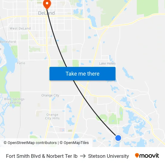 Fort Smith  Blvd & Norbert Ter  Ib to Stetson University map