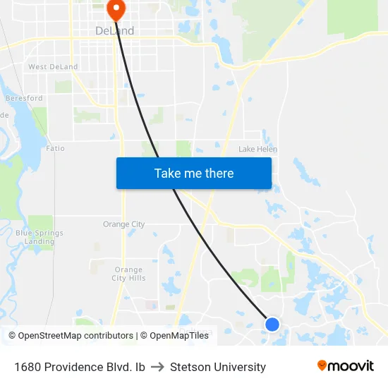 1680 Providence Blvd. Ib to Stetson University map