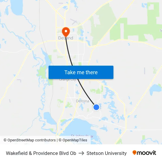 Wakefield & Providence Blvd  Ob to Stetson University map
