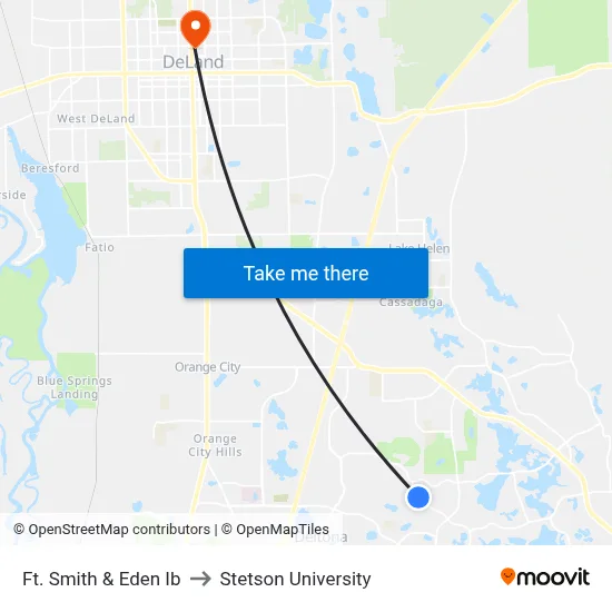 Ft. Smith & Eden Ib to Stetson University map