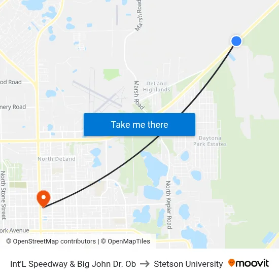 Int'L Speedway & Big John Dr.  Ob to Stetson University map