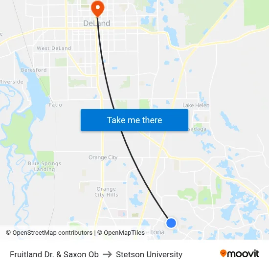 Fruitland Dr. & Saxon Ob to Stetson University map