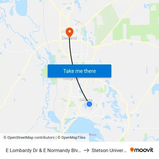 E Lombardy Dr & E Normandy Blvd Ob to Stetson University map