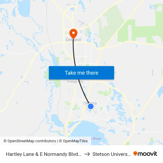 Hartley Lane & E Normandy Blvd  Ob to Stetson University map