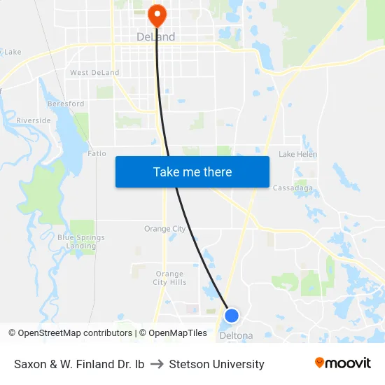 Saxon & W. Finland Dr. Ib to Stetson University map