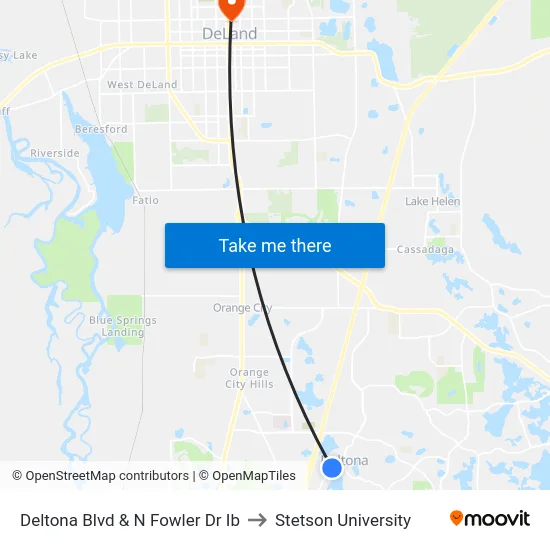 Deltona Blvd & N Fowler Dr Ib to Stetson University map