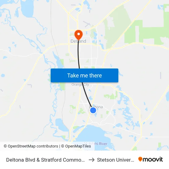 Deltona Blvd & Stratford Commons Ib to Stetson University map