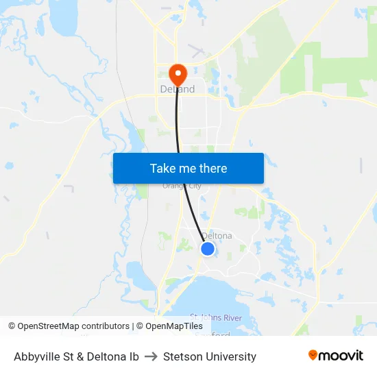 Abbyville St & Deltona Ib to Stetson University map