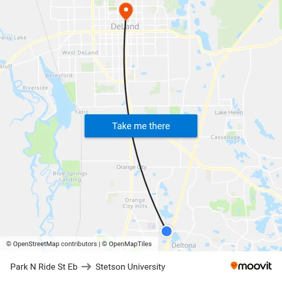 Park N Ride St Eb to Stetson University map