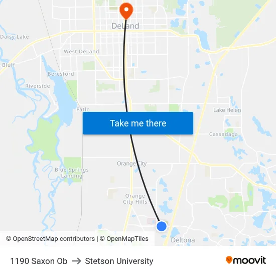 1190 Saxon Ob to Stetson University map