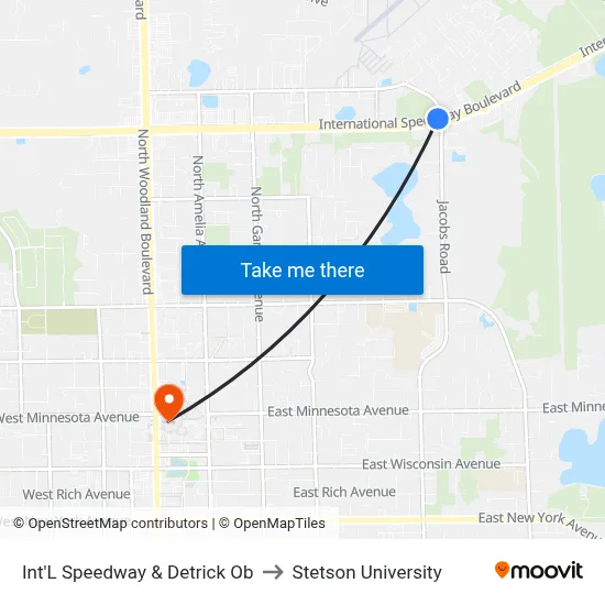 Int'L Speedway & Detrick Ob to Stetson University map