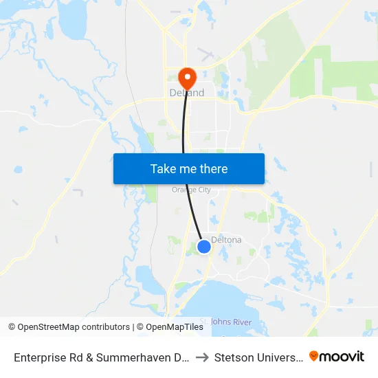 Enterprise Rd & Summerhaven Dr Ib to Stetson University map
