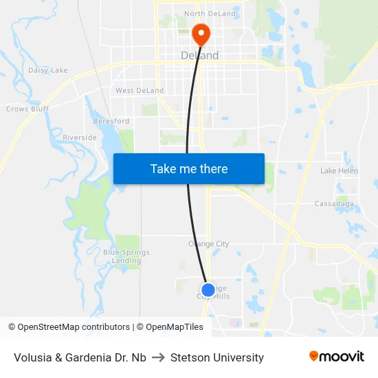 Volusia & Gardenia Dr.  Nb to Stetson University map