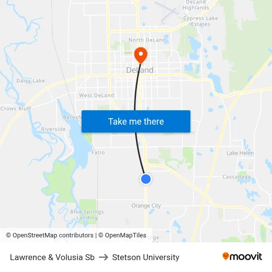 Lawrence & Volusia Sb to Stetson University map