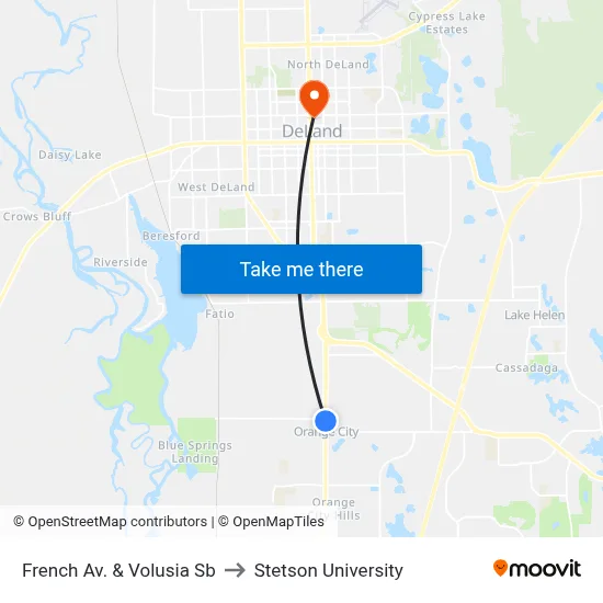 French Av. & Volusia  Sb to Stetson University map