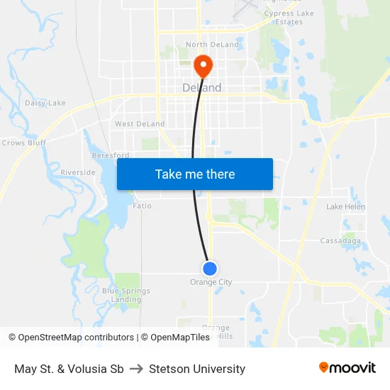 May St. & Volusia Sb to Stetson University map
