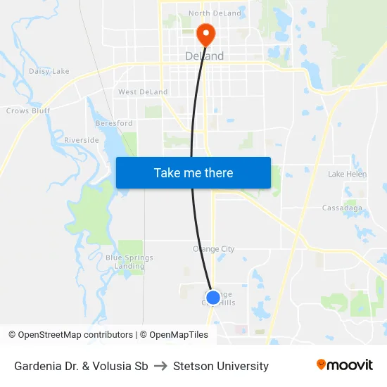 Gardenia Dr. & Volusia Sb to Stetson University map