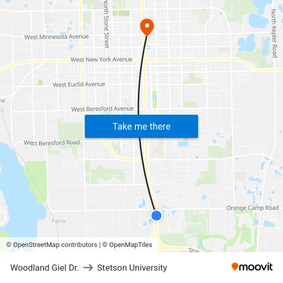 Woodland  Giel Dr. to Stetson University map