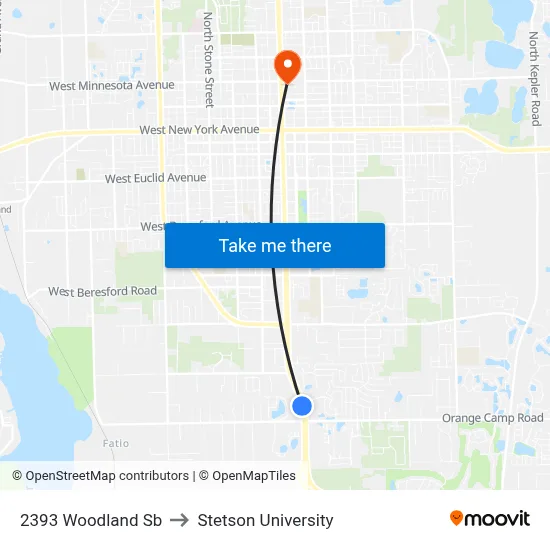 2393 Woodland Sb to Stetson University map