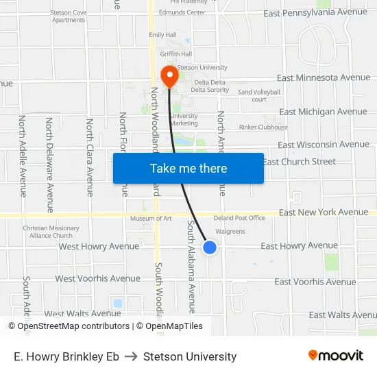 E. Howry  Brinkley Eb to Stetson University map