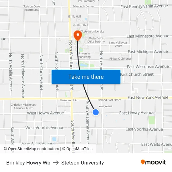 Brinkley  Howry Wb to Stetson University map