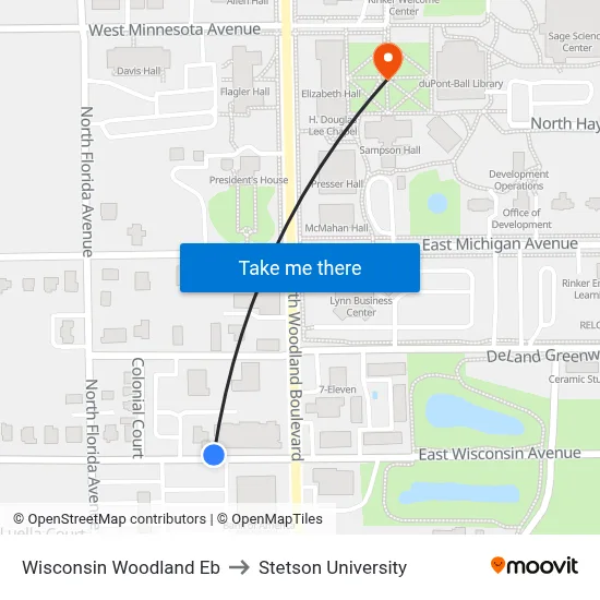 Wisconsin  Woodland Eb to Stetson University map