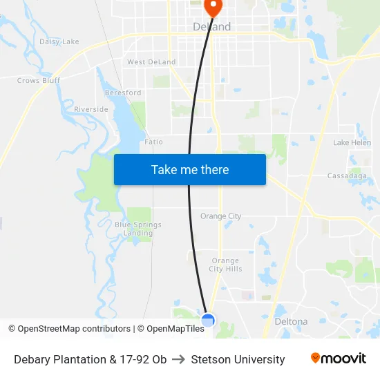 Debary Plantation & 17-92 Ob to Stetson University map