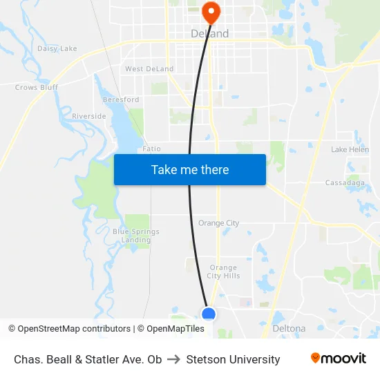 Chas. Beall & Statler Ave. Ob to Stetson University map