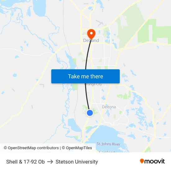 Shell & 17-92 Ob to Stetson University map