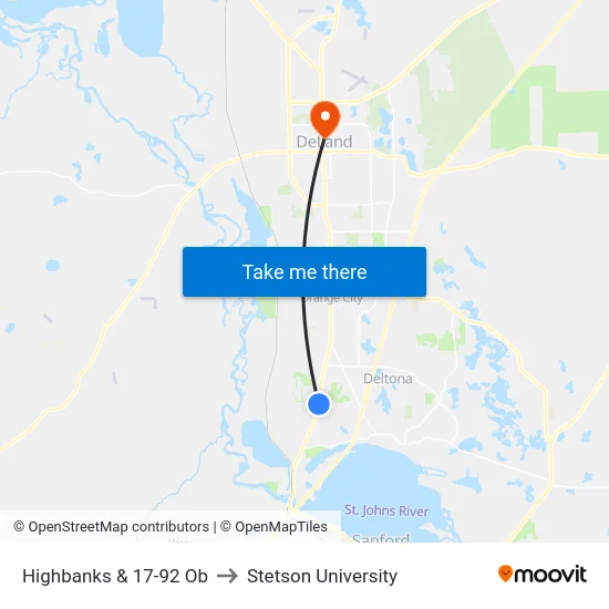 Highbanks & 17-92 Ob to Stetson University map