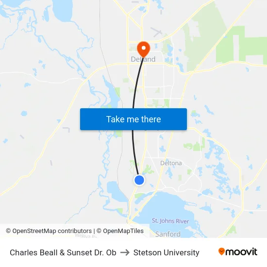 Charles Beall & Sunset Dr. Ob to Stetson University map