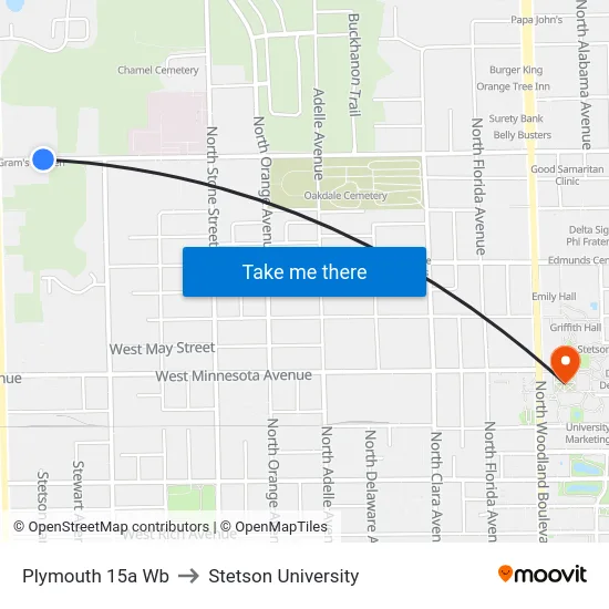 Plymouth  15a Wb to Stetson University map