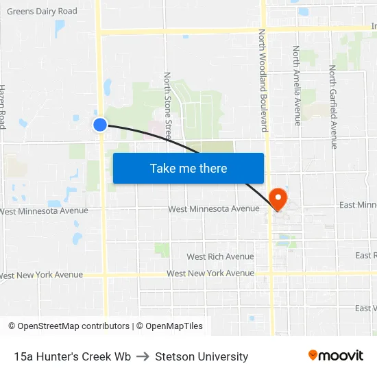 15a  Hunter's Creek Wb to Stetson University map