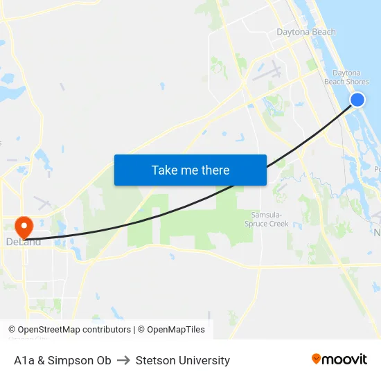 A1a & Simpson Ob to Stetson University map
