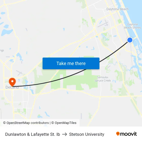 Dunlawton & Lafayette St. Ib to Stetson University map