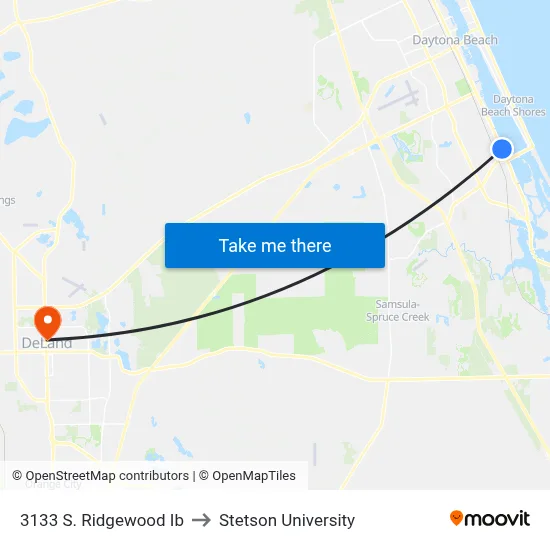 3133 S. Ridgewood Ib to Stetson University map