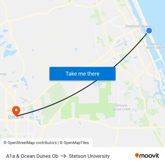 A1a & Ocean Dunes Ob to Stetson University map