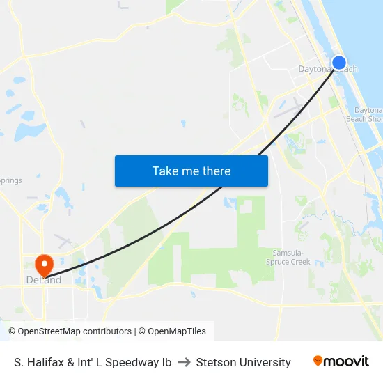 S. Halifax & Int' L Speedway Ib to Stetson University map
