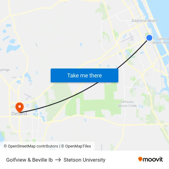 Golfview & Beville Ib to Stetson University map