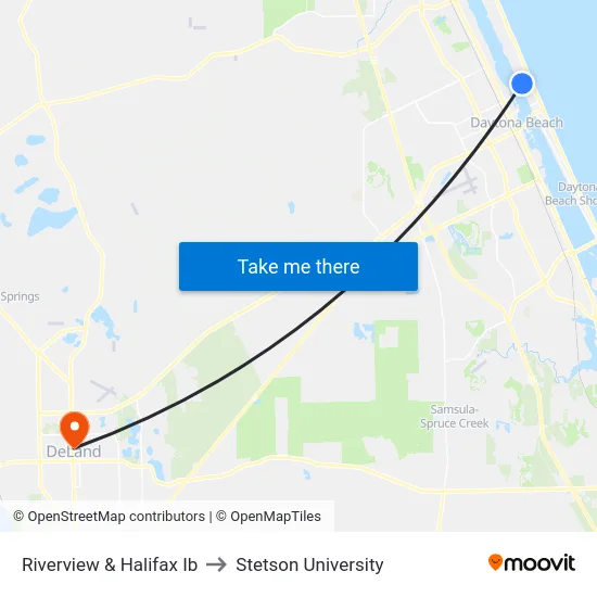 Riverview & Halifax Ib to Stetson University map