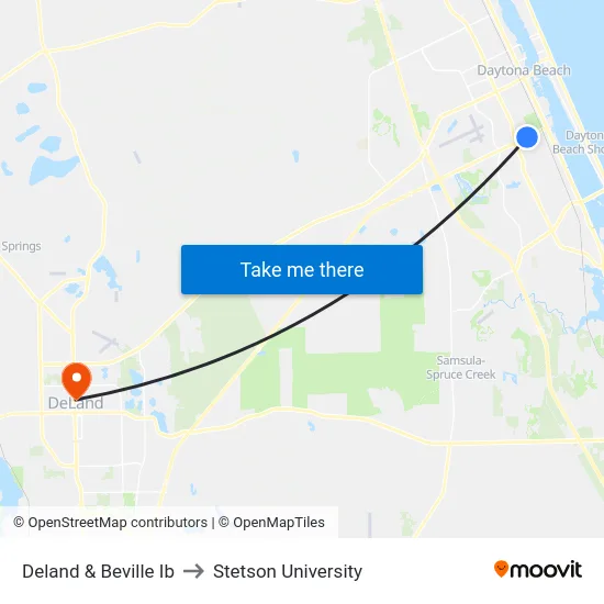 Deland & Beville Ib to Stetson University map